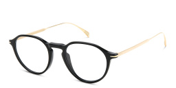 Shop DAVID BECKHAM Panthos Eyeglasses in Black Gold online.