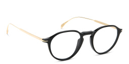 Shop DAVID BECKHAM Panthos Eyeglasses in Black Gold online.