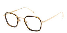 Shop DAVID BECKHAM Square Eyeglasses in Gold Havana online.