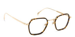 Shop DAVID BECKHAM Square Eyeglasses in Gold Havana online.