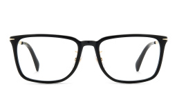 Shop DAVID BECKHAM Rectangle Eyeglasses in Black Gold online.