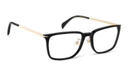 Shop DAVID BECKHAM Rectangle Eyeglasses in Black Gold online.
