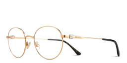 Shop JIMMY CHOO Crystal & Glitter Panthos Eyeglasses in Rose Gold online.