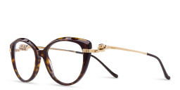 Shop Cartier Panthère de Cartier Cat-Eye Eyeglasses in Havana online.
