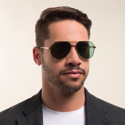 Shop Cartier Signature C de Cartier Pilot Sunglasses in Gold online.