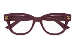 Shop Cartier Panthère de Cartier Square Eyeglasses in Burgundy online.