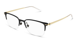 Shop MONTBLANC Half-Rim Rectangle Eyeglasses in Black online.
