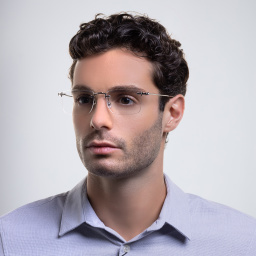 Shop MONTBLANC Rimless Rectangle Eyeglasses in Silver online.