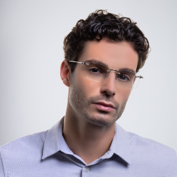 Shop MONTBLANC Rimless Rectangle Eyeglasses in Silver online.
