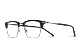 Shop MONTBLANC Square Eyeglasses in Black & Silver online.
