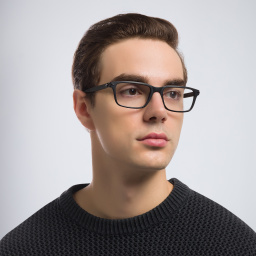 Shop MONTBLANC Wide Rectangle Eyeglasses in Black online.