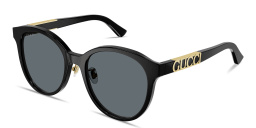 Shop GUCCI Lettering Round Sunglasses in Black online.