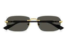 Shop GUCCI Web Rimless Rectangle Sunglasses in Gold online.