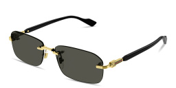 Shop GUCCI Web Rimless Rectangle Sunglasses in Gold online.