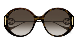 Shop GUCCI Interlocking G Oversized Round Sunglasses in Havana online.