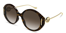 Shop GUCCI Interlocking G Oversized Round Sunglasses in Havana online.