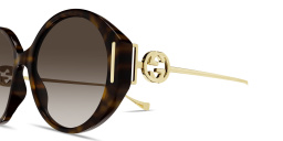 Shop GUCCI Interlocking G Oversized Round Sunglasses in Havana online.