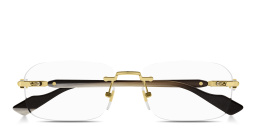 Shop GUCCI Web Wide Rimless Rectangle Eyeglasses in Gold Black online.