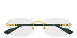 GUCCI Web Wide Rimless Rectangle Eyeglasses in Polished Gold – Product Photo 1