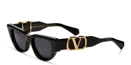 Shop VALENTINO V-Due Cat-Eye Sunglasses in Black online.