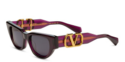 Shop VALENTINO V-Due Cat-Eye Sunglasses in Transparent Purple online.