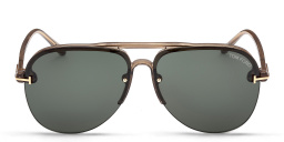Shop TOM FORD Rimless Aviator Sunglasses in Brown online.