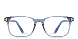 Shop TOM FORD Square Eyeglasses in Transparent Blue online.