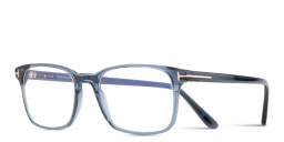 Shop TOM FORD T Logo Square Eyeglasses in Transparent Blue online.