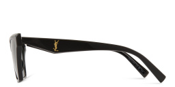 Shop SAINT LAURENT YSL Logo Cat-Eye Sunglasses in Shiny Black online.