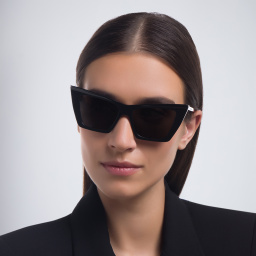 Shop SAINT LAURENT Cat-Eye Sunglasses in Black online.