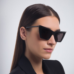 Shop SAINT LAURENT Cat-Eye Sunglasses in Black online.