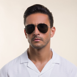 SAINT LAURENT Unisex Half-Rim Aviator Sunglasses in Silver – Product Photo 7