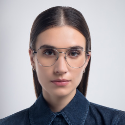 Shop SAINT LAURENT Unisex Aviator Eyeglasses in Silver online.