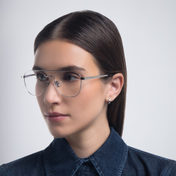 Shop SAINT LAURENT Unisex Aviator Eyeglasses in Silver online.