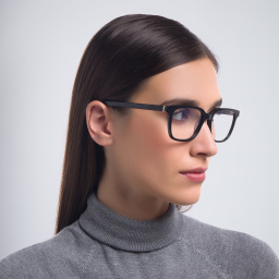 Shop SAINT LAURENT Square Eyeglasses in Black online.