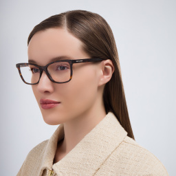 Shop SAINT LAURENT Wide Cat-Eye Eyeglasses in Havana online.