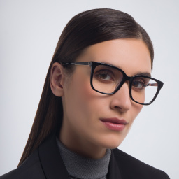 Shop SAINT LAURENT Square Eyeglasses in Black online.