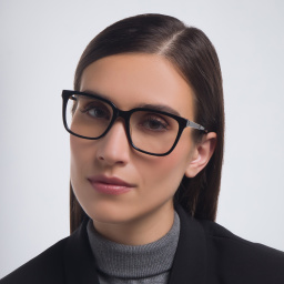 Shop SAINT LAURENT Square Eyeglasses in Black online.