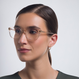 Shop SAINT LAURENT Square Eyeglasses in Nude online.