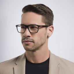 نظارات طبية بإطار مستطيل واسع من سان لوران بلون مموه - صورة المنتج 6