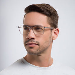 Shop SAINT LAURENT Wide Rectangle Eyeglasses in Grey online.