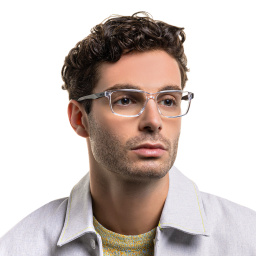 EYE'M Wide Rectangle Eyeglasses in Clear – Product Photo 5