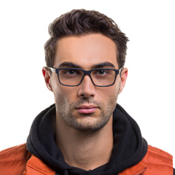 Shop EYE'M Wide Rectangle Eyeglasses in Black & Orange online.