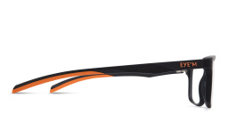 Shop EYE'M Wide Rectangle Eyeglasses in Black & Orange online.