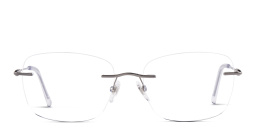 EYE'M Rimless Wide Square Eyeglasses in Silver – Product Photo 1