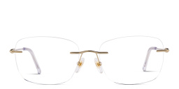 EYE'M Rimless Wide Square Eyeglasses in Gold – Product Photo 1