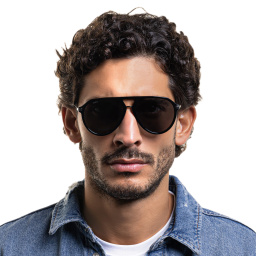 تسوق نظارات شمسية أفياتور EYE'M بلون أسود فضي أونلاين.