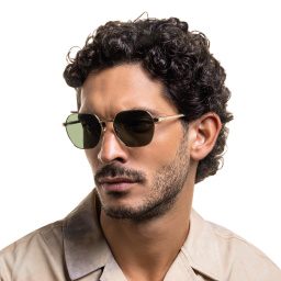 Shop EYE'M Irregular Sunglasses in Gold online.