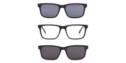 EYE'M Clip-On Rectangle Eyeglasses in Solid Black – Product Photo 1