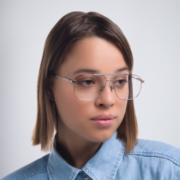 Shop BOTTEGA VENETA Unisex Wide Aviator Eyeglasses in Silver online.